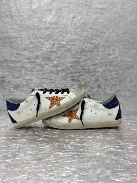 Golden Goose Superstar White Glitter Star Pink Snake Heel Sneakers - 32