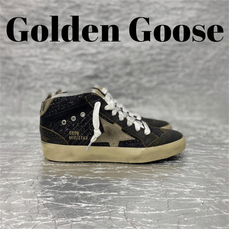 Golden Goose Midstar Black Glitter High Top Sneakers