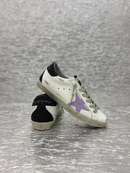 Golden Goose Superstar White Perforated Star Sneakers - 6