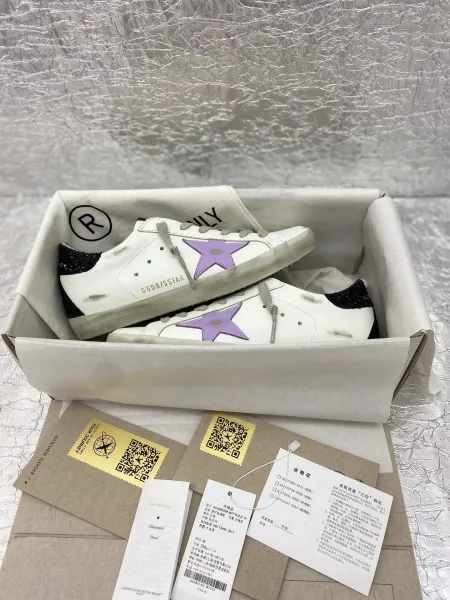 Golden Goose Superstar White Perforated Star Sneakers - 8