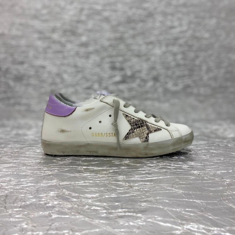 Golden Goose Deluxe Brand Superstar Snake Print Purple Heel Sneakers