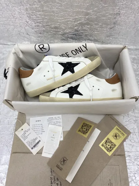Golden Goose Superstar White Purple Glitter Star Yellow Lace Sneakers - 8