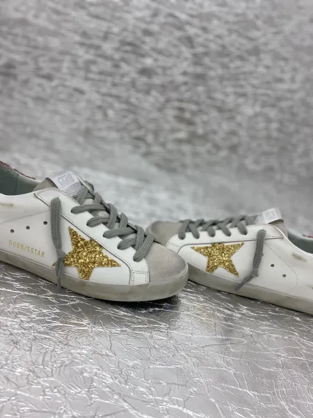 Golden Goose Superstar White Black Star Red Heel Sneakers - 18