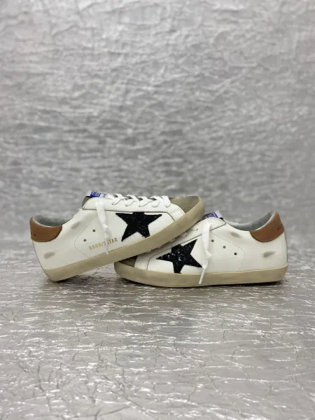 Golden Goose Superstar White Purple Glitter Star Yellow Lace Sneakers - 5