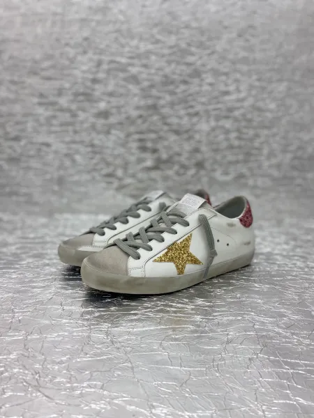 Golden Goose Superstar White Black Star Red Heel Sneakers - 13