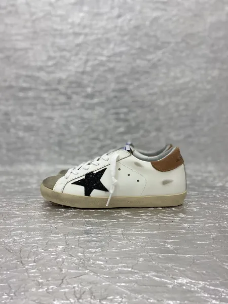 Golden Goose Superstar White Purple Glitter Star Yellow Lace Sneakers - 7