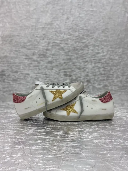Golden Goose Superstar White Black Star Red Heel Sneakers - 14