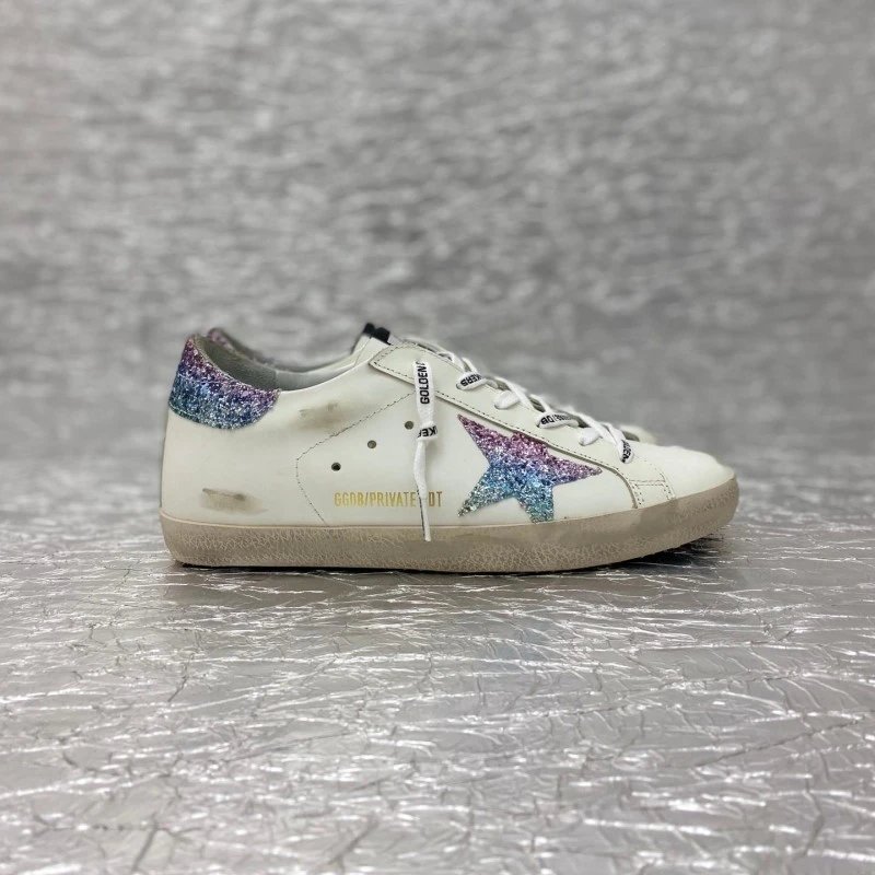 Golden Goose Deluxe Brand Superstar Glitter Star White Sneakers