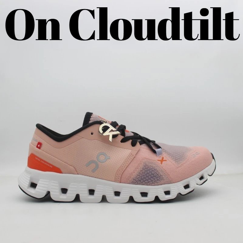 On Sneakers Mesh lace-up with segmented CloudTec-style sole — Pink and white
