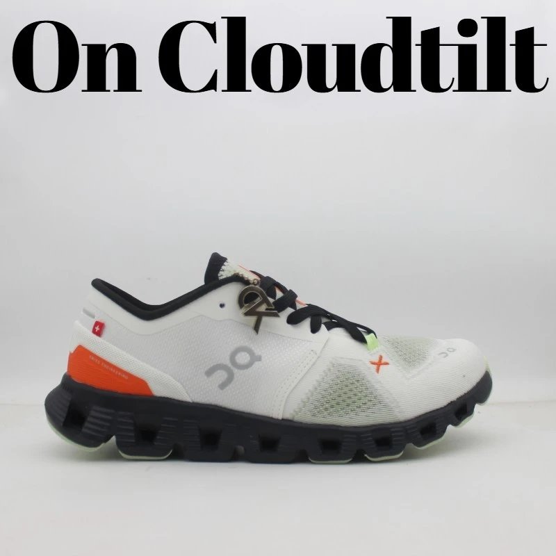 On Sneakers Mesh lace-up with segmented CloudTec-style sole — white orange green