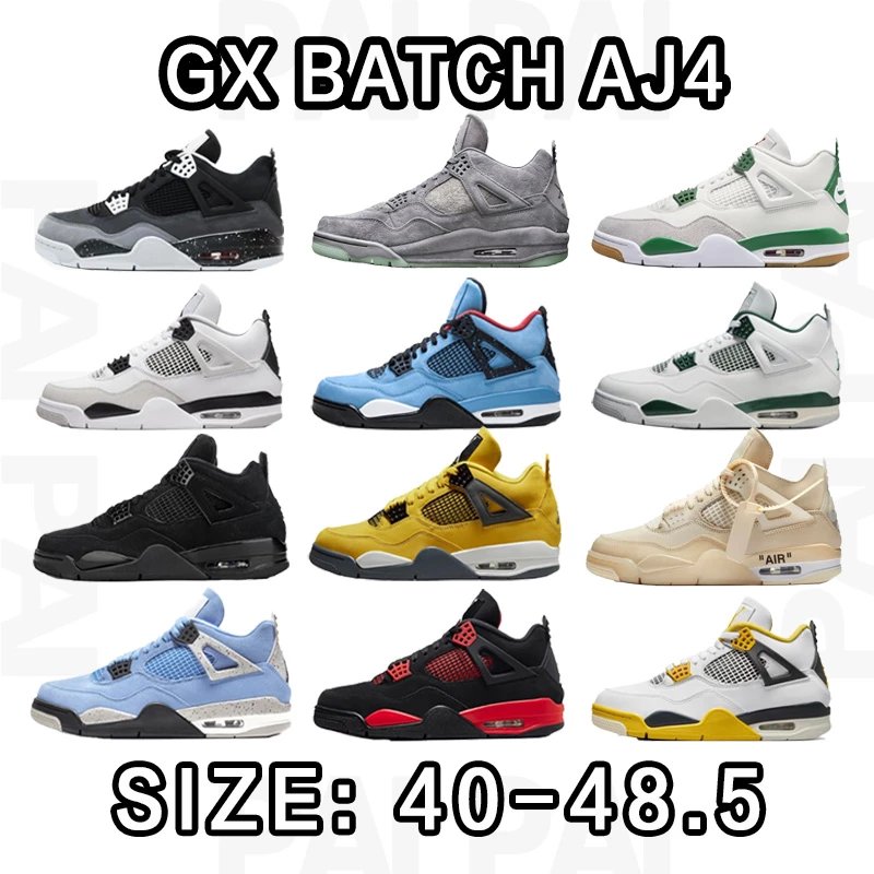 GX Batch AJ4 Sneakers in Various Colors, Size 40-48.5