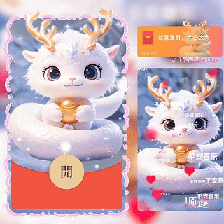 【卡密兑换】微信红包封面『心之所念皆如愿白色蛇宝宝』官方卡密丨端内兑换丨24小时自助提卡！
