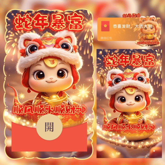【卡密兑换】微信红包封面『蛇年暴富顺风顺水顺财神/nn』官方卡密丨端内兑换丨24小时自助提卡！