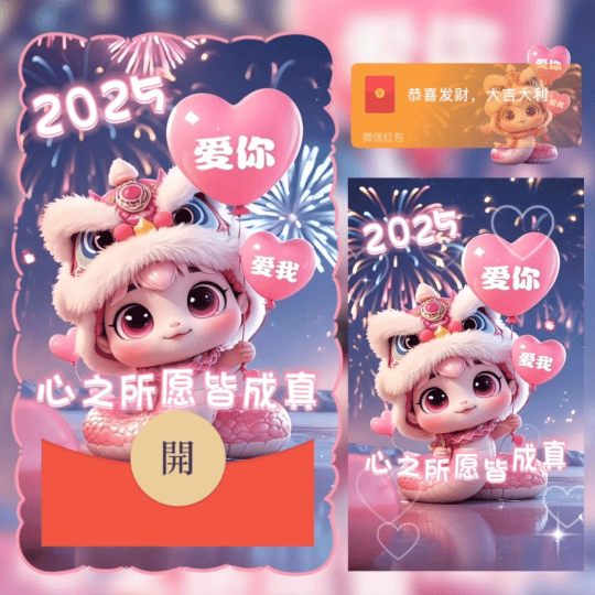 【卡密兑换】微信红包封面『2025爱你爱我心之所愿皆成真/nn』官方卡密丨端内兑换丨24小时自助提卡！