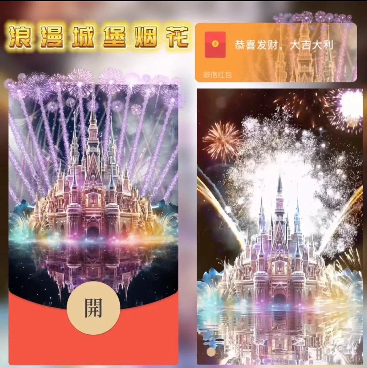 【卡密兑换】微信红包封面『浪漫城堡烟花』官方卡密丨端内兑换丨24小时自助提卡！