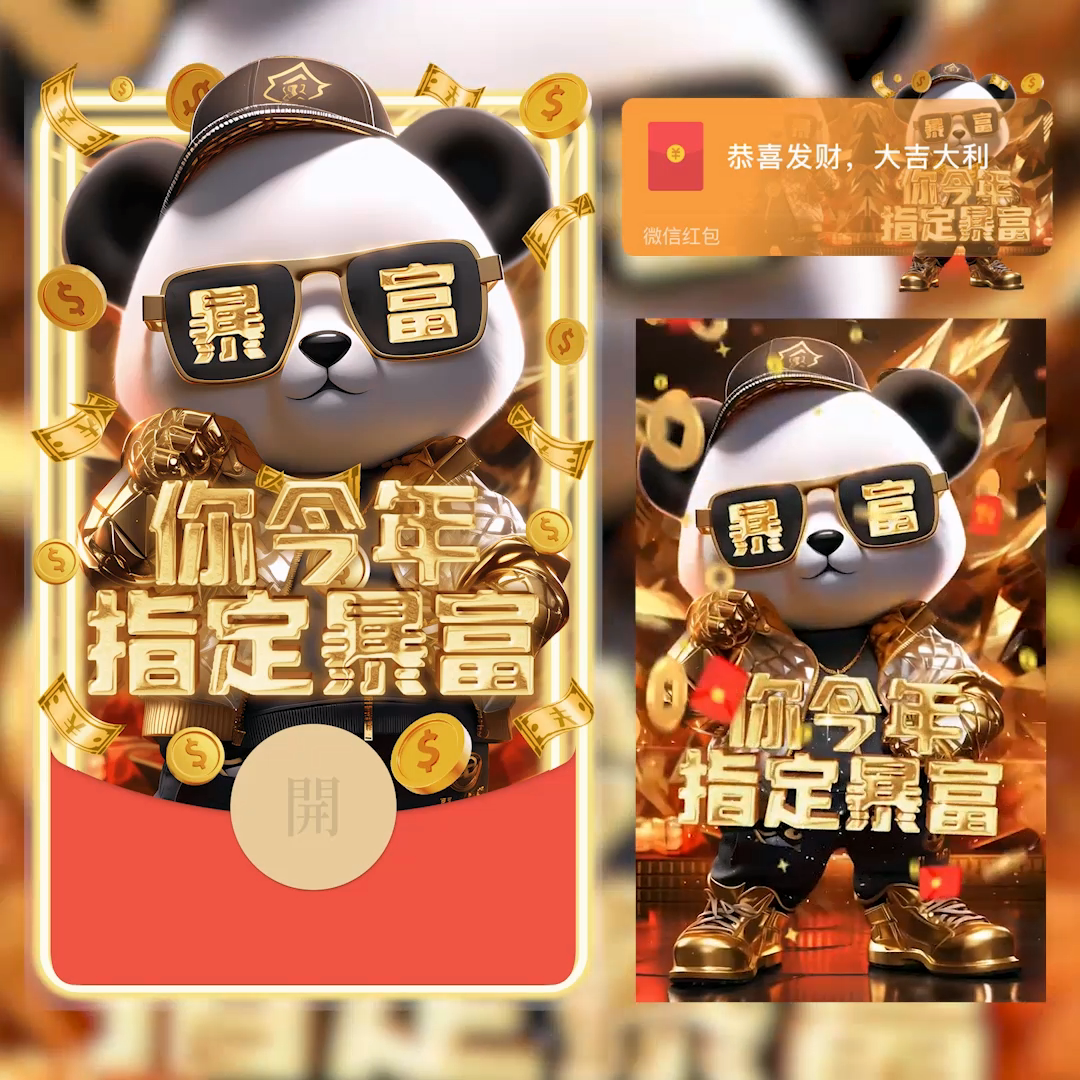 【红包封面】暴富熊猫