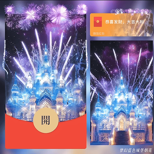【红包封面】😍梦幻蓝色城堡烟花/bz
