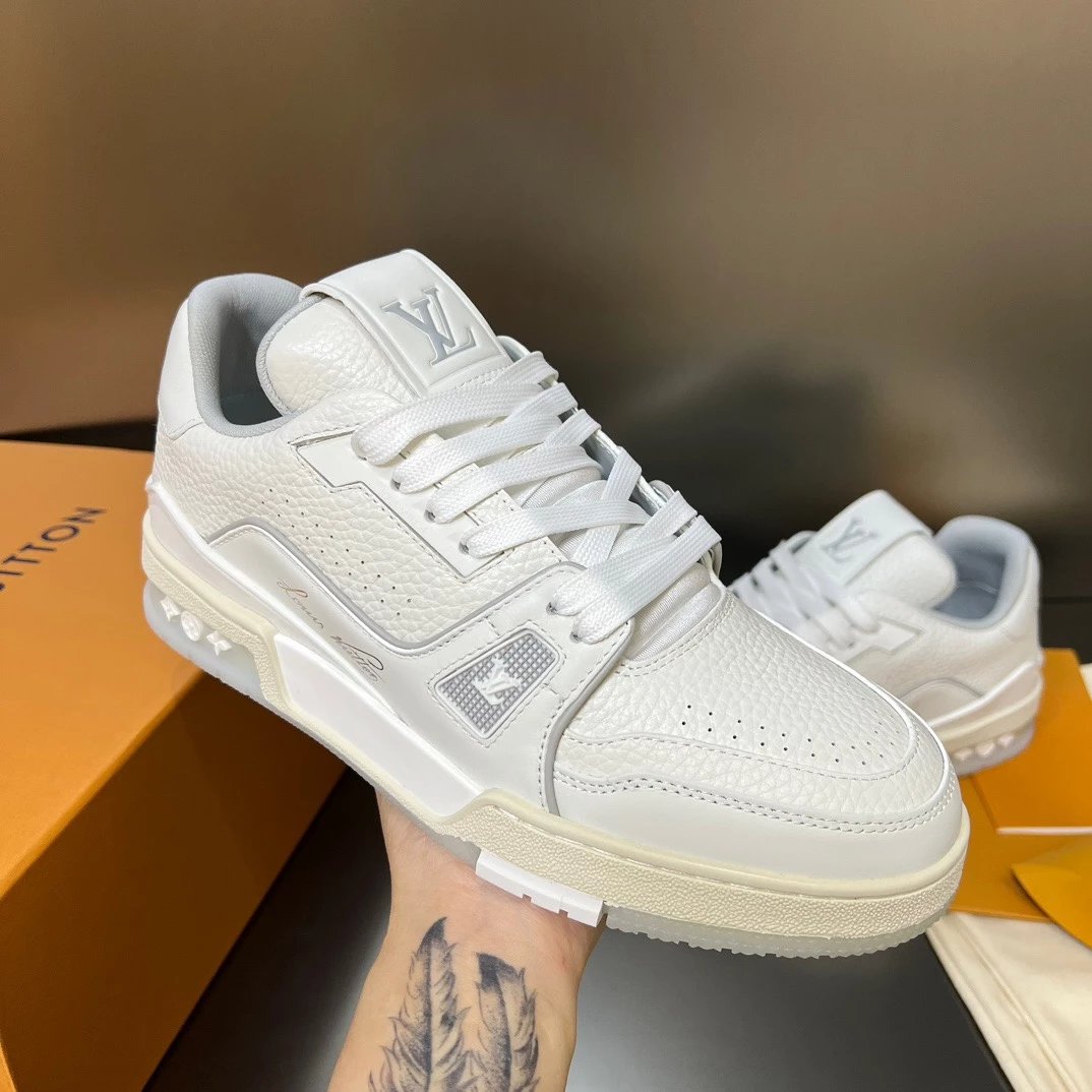 2025 New L-Series Top Layer Cowhide Unisex Lace-Up Casual Sneakers White Cement