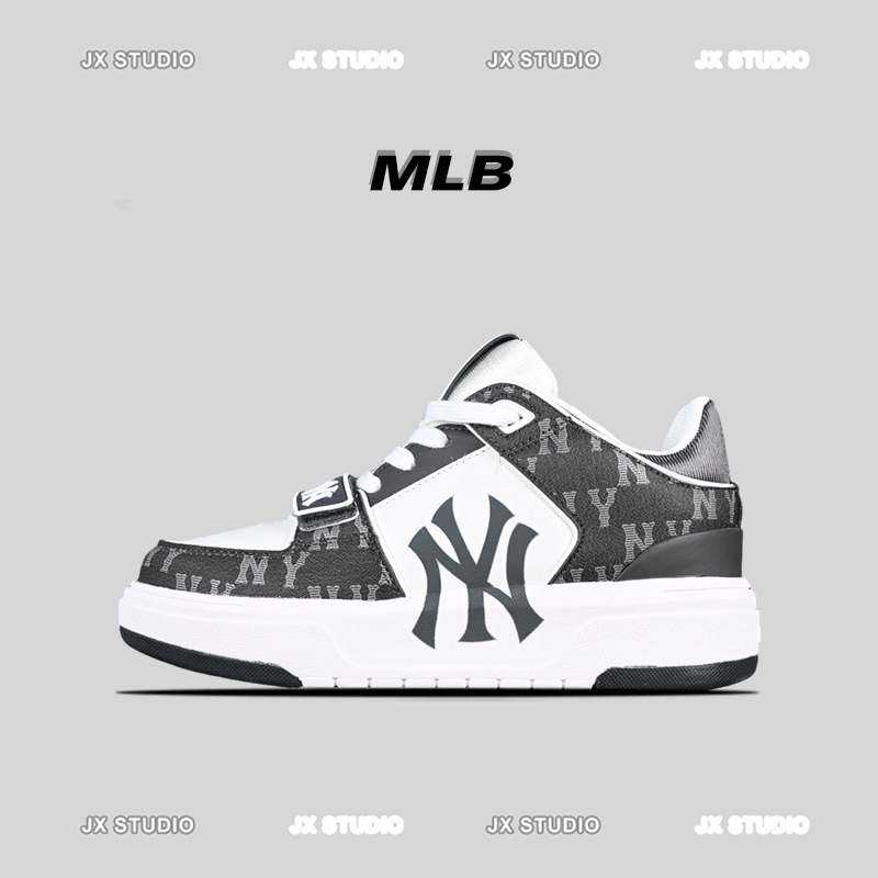 [Craftsmanship☛High-end Player] MLB 24ss New York Yankees Star-Worn Style Gift Recommendation Anti-Slip Wear-Resistant Waterproof Comfortable Fashionable Trendy Versatile Casual Unisex Couple Shoes Retro Classic Sneakers Skate Shoes Black 3ASXCDN3N-50BKS