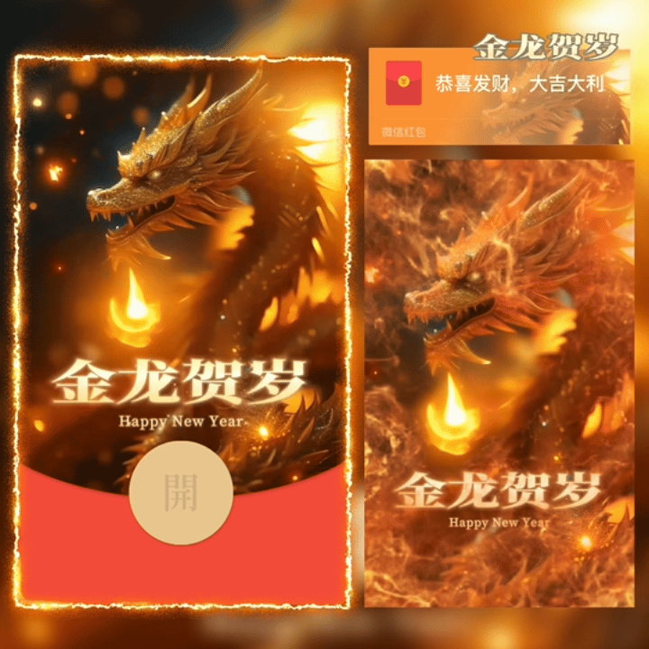 【红包封面】金龙贺岁/新版动态/YC