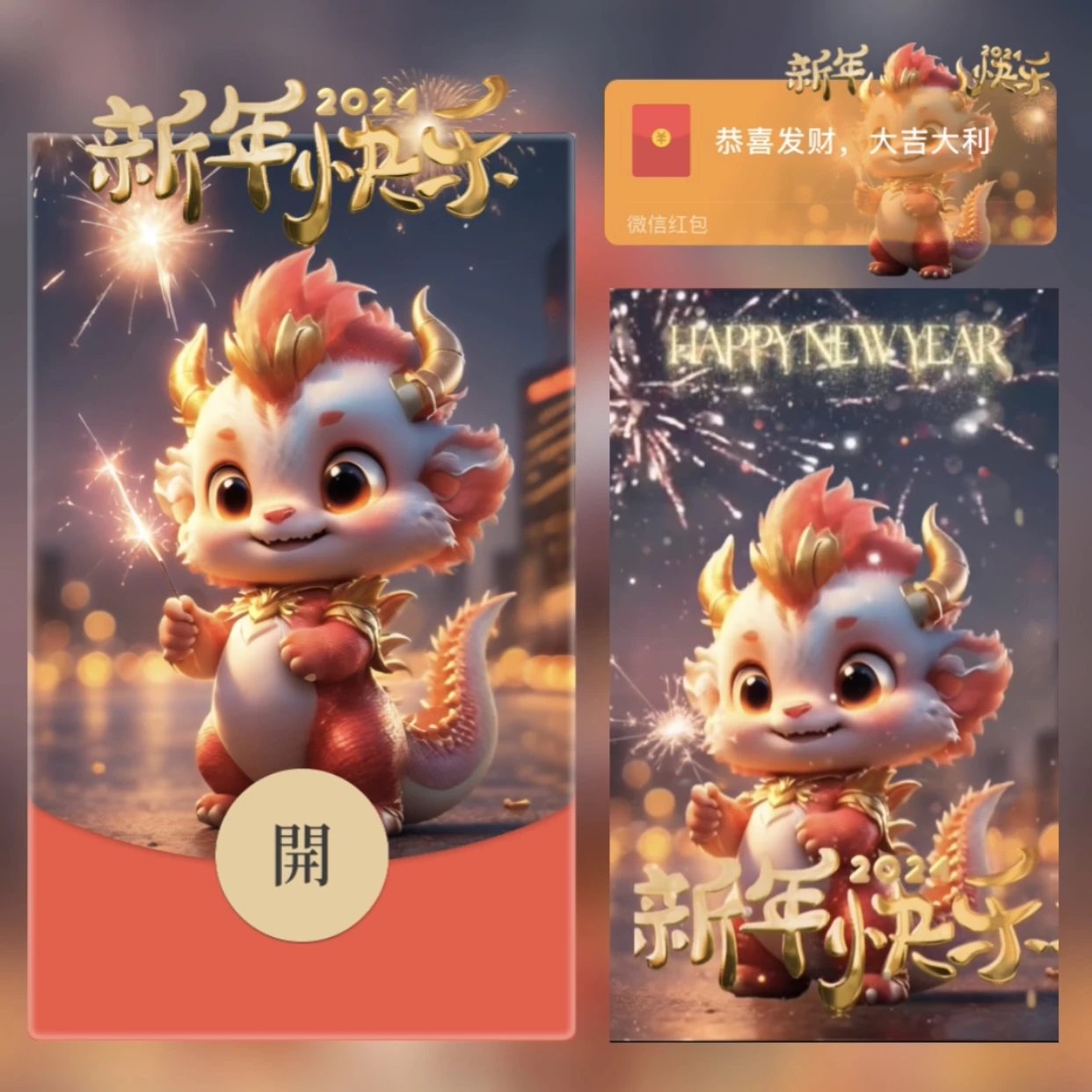 【红包封面】😘新年快乐/YC