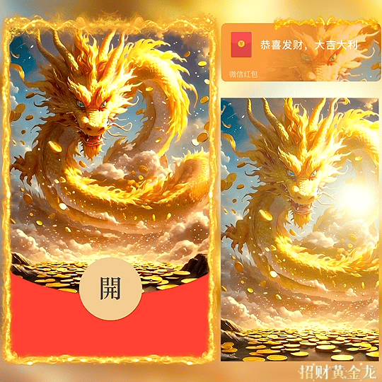 【红包封面】😘招财黄金龙/新版动态/BZ