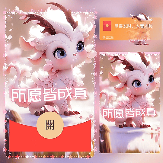 【红包封面】😘😘😘所愿皆成真 新版动态龙/BZ