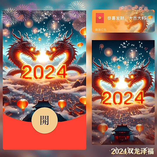 【红包封面】😘2024双龙泽福/新版动态/BZ