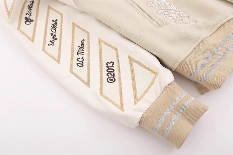 Design YOUWU AC Milan Collaboration Varsity Jacket Beige Multicolor Outerwear - 6