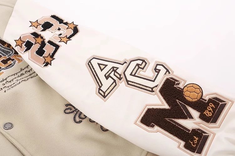 Design YOUWU AC Milan Collaboration Varsity Jacket Beige Multicolor Outerwear - 5