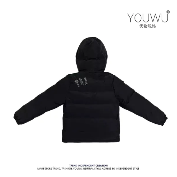 YOUWU Hooded Down Jacket Black Outerwear - 1