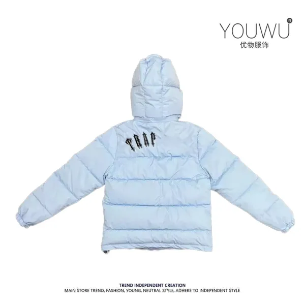 TRAP x YOUWU Light Blue Puffer Hooded Jacket - 1