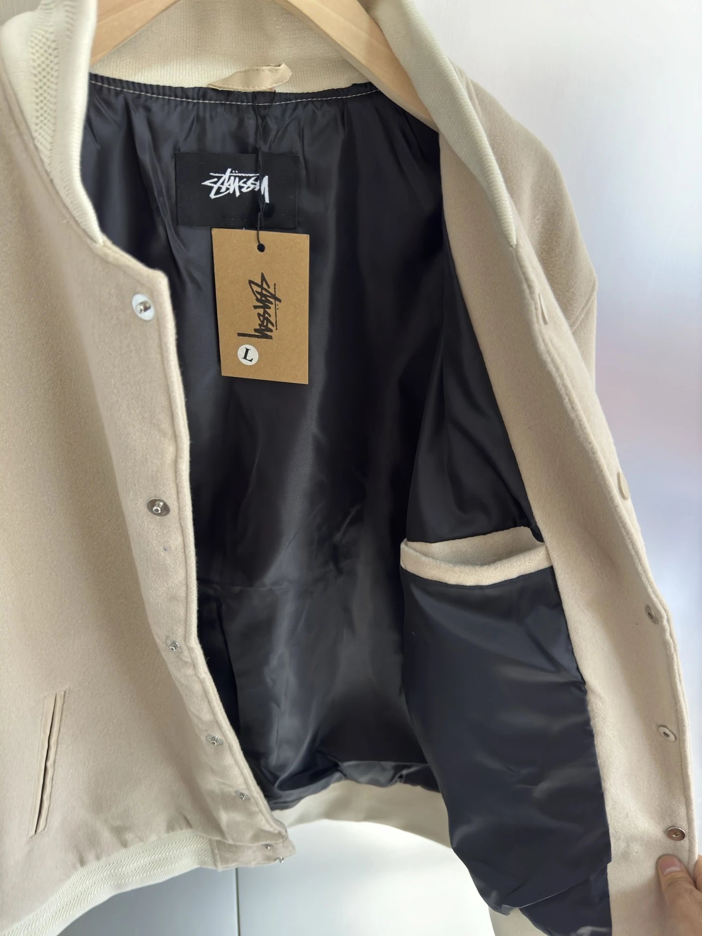 Stussy Varsity Jacket Beige Outerwear - 17
