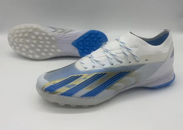 Adidas X Ghosted.1 TF White Blue Gold Football Boots Sneakers - 1