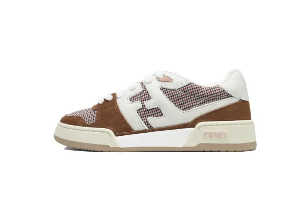 Fendi F-Logo Sneakers Beige Brown Houndstooth Sneakers - 1