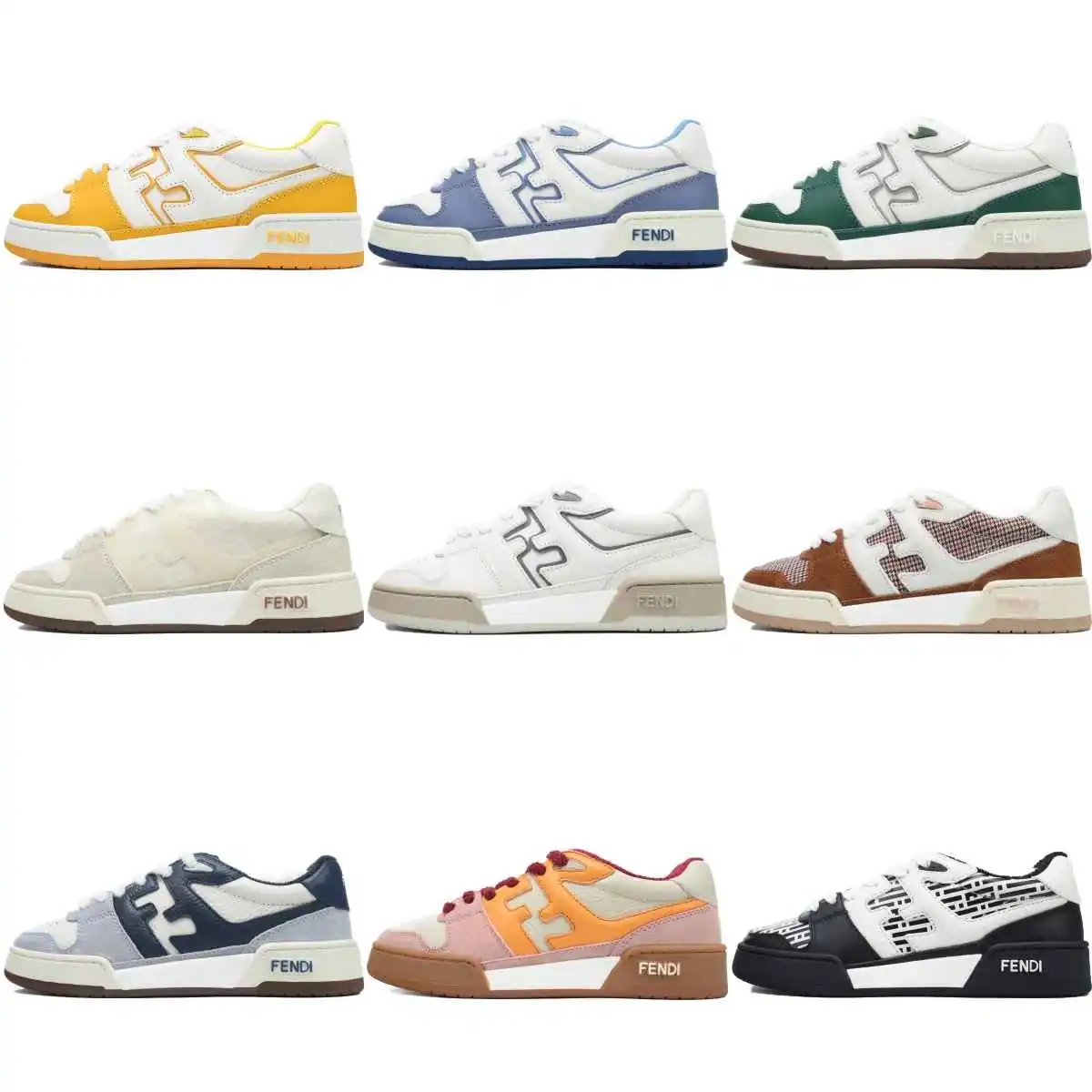 Fendi F-Logo Sneakers White and Green Leather Sneakers - 2