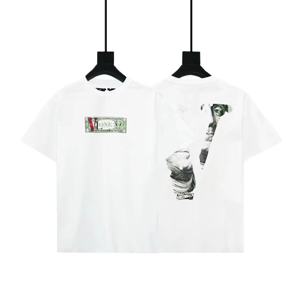 Off-White Dollar Bill V Logo T-Shirt White - 1