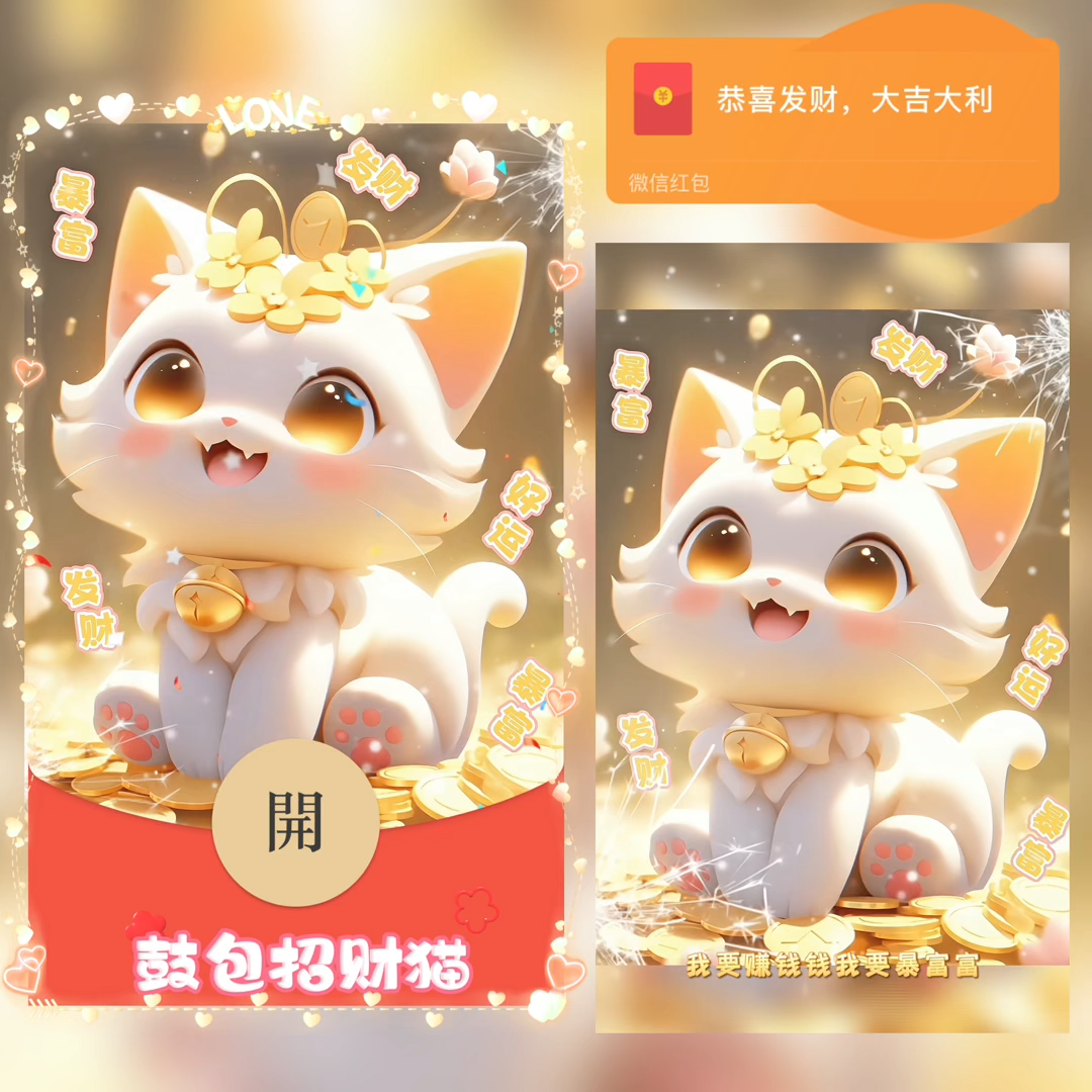 😘可爱招财猫/鼓包/新版动态/ᥫᩣ红包封面皮肤