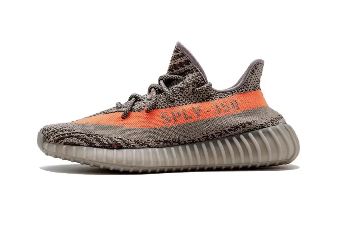 Adidas Yeezy Boost 350 V2 Zebra Gray Orange Sneakers - 4