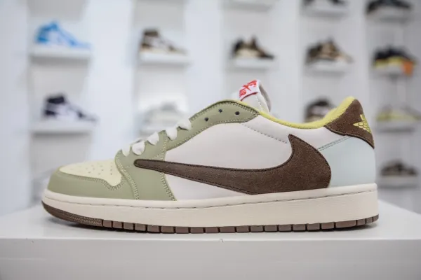 Travis Scott x Air Jordan 1 Low Olive Brown Sneakers Basketball Shoes - 1