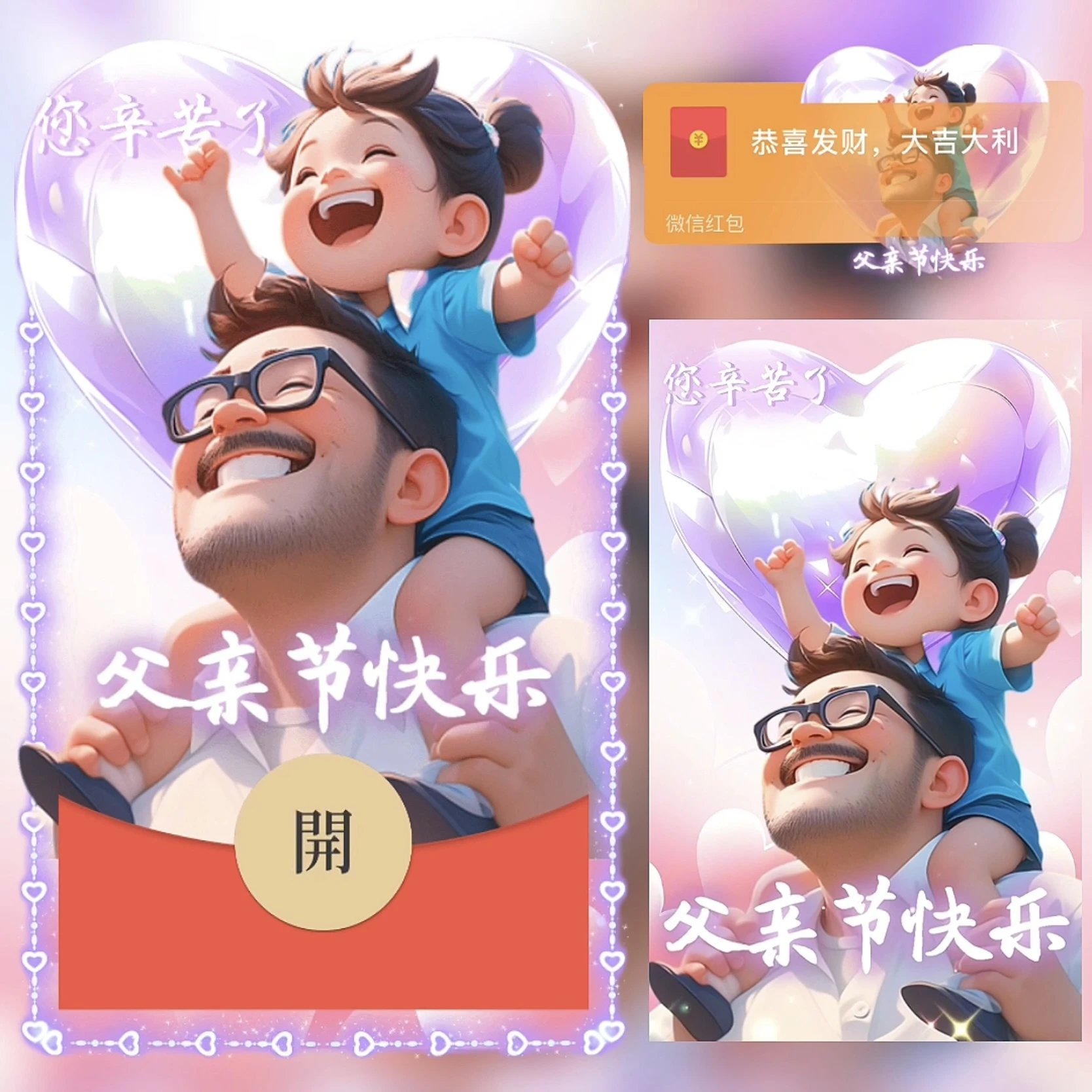 父亲节快乐 爸爸辛苦了/bz红包封面皮肤