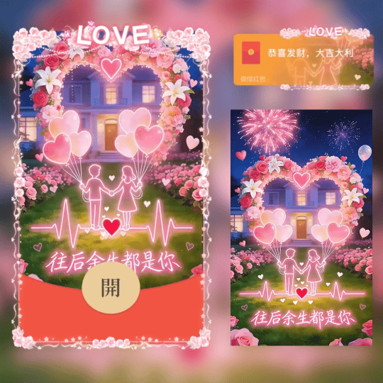 love往后余生都是你/浪漫气球祝福/情人节快乐tt红包封面皮肤