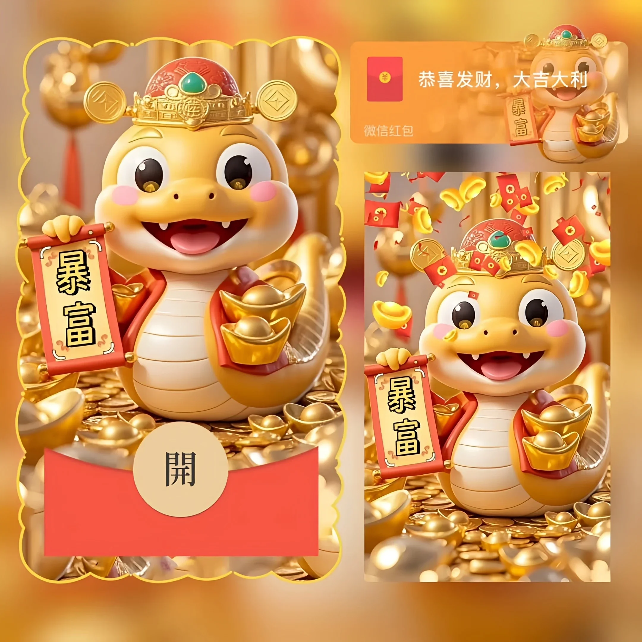 【卡密兑换】微信红包封面『蛇年暴富』官方卡密丨端内兑换丨24小时自助提卡！