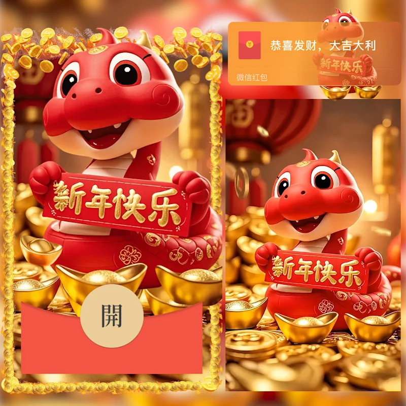 【卡密兑换】微信红包封面『新年快乐/新版动态』官方卡密丨端内兑换丨24小时自助提卡！
