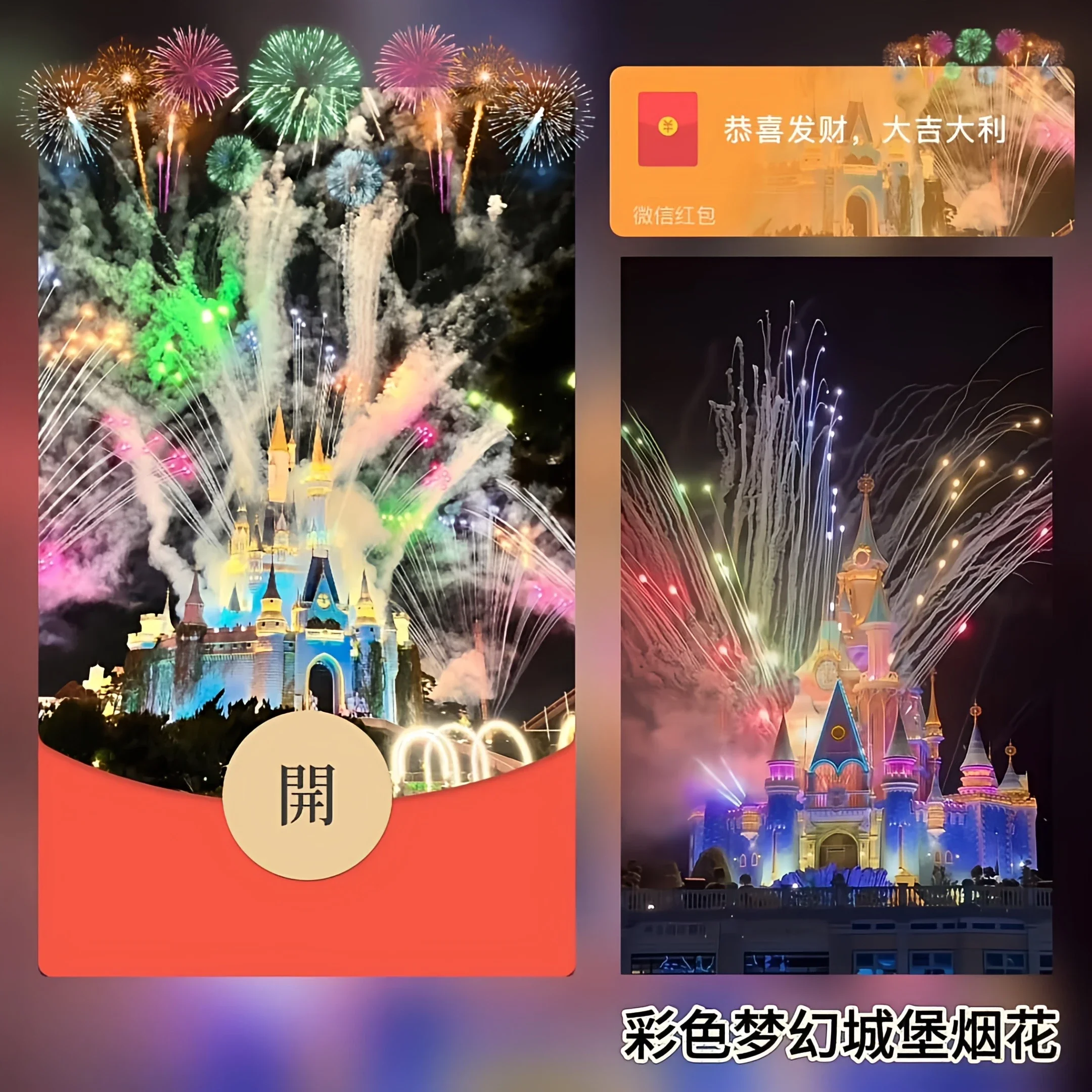 【卡密兑换】微信红包封面『彩色梦幻城堡烟花』官方卡密丨端内兑换丨24小时自助提卡！