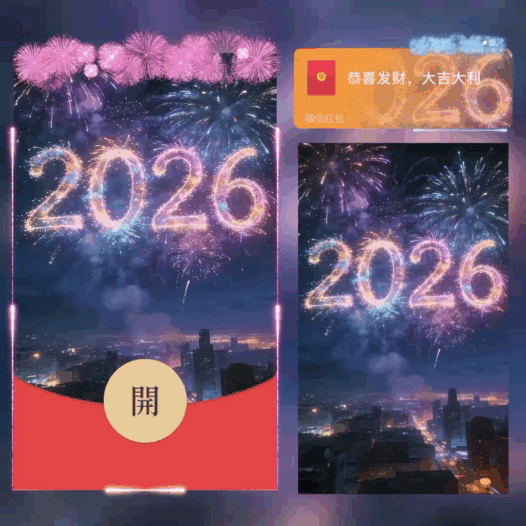 2026烟花/新年快乐/bao红包封面皮肤