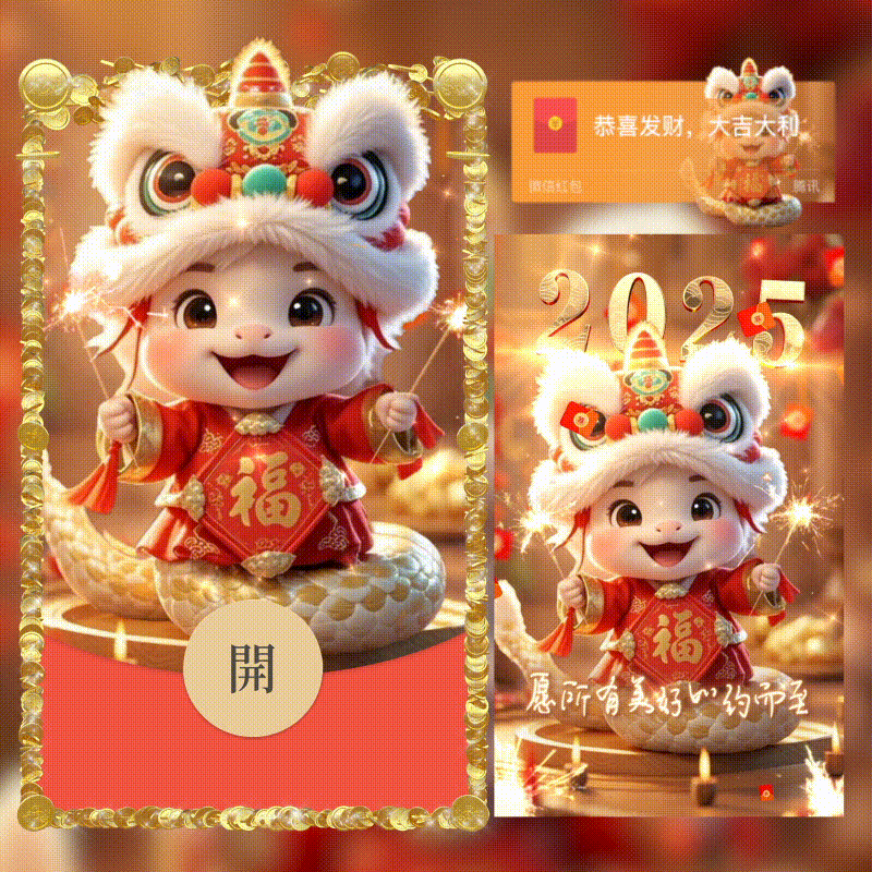 【卡密兑换】微信红包封面『蛇年愿所有美好都如约而至/新版动态/Y』官方卡密丨端内兑换丨24小时自助提卡！