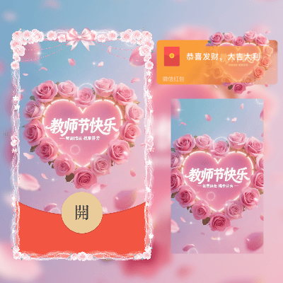 教师节快乐/感恩玫瑰爱心/新版动态tt红包封面皮肤