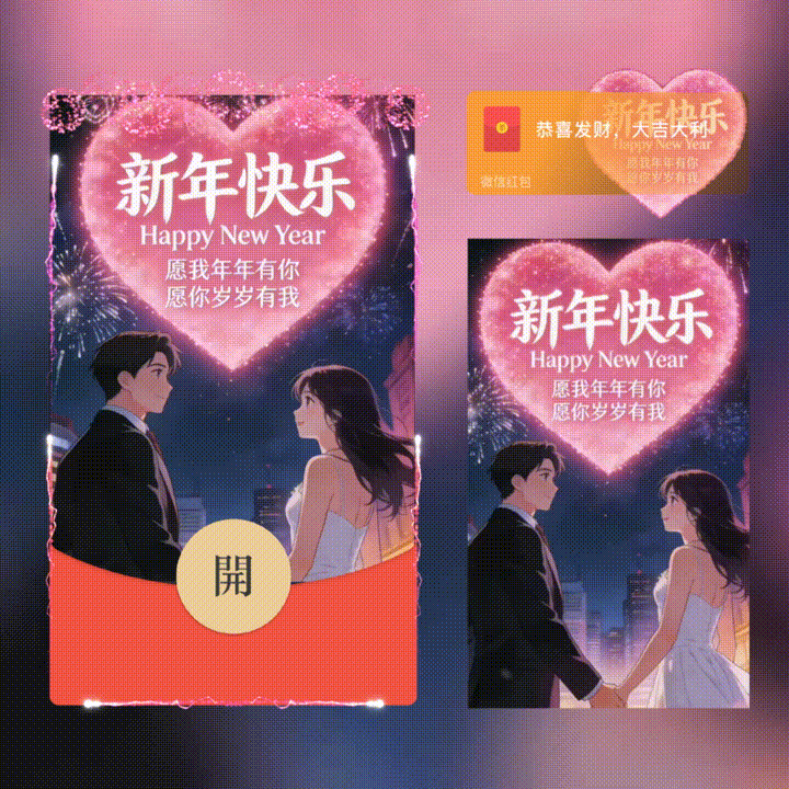 新年快乐/我想和你一起跨年/xn红包封面皮肤