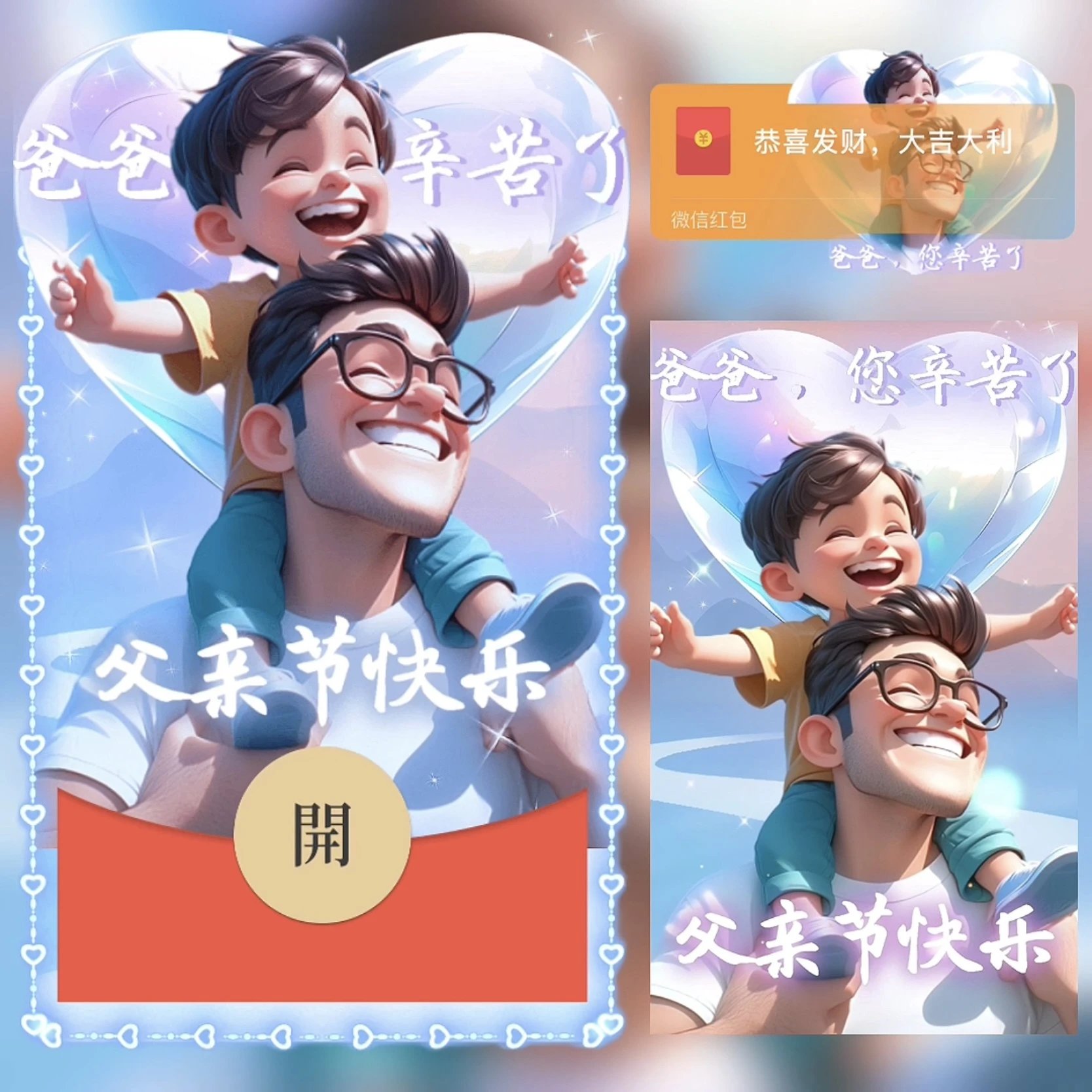 父亲节快乐 爸爸辛苦了/bz红包封面皮肤